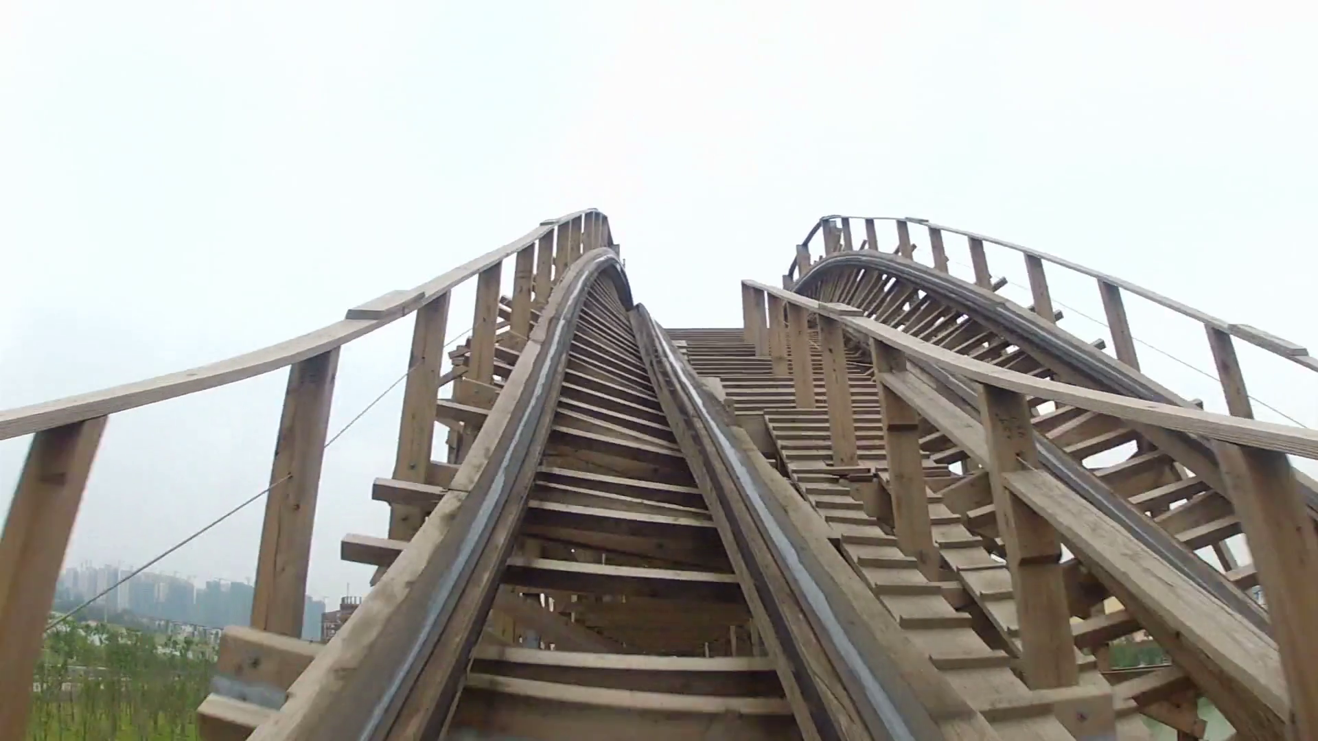 Flying Through Turns on Wooden Roller Coaster Stock Video Footage 00:21 ...