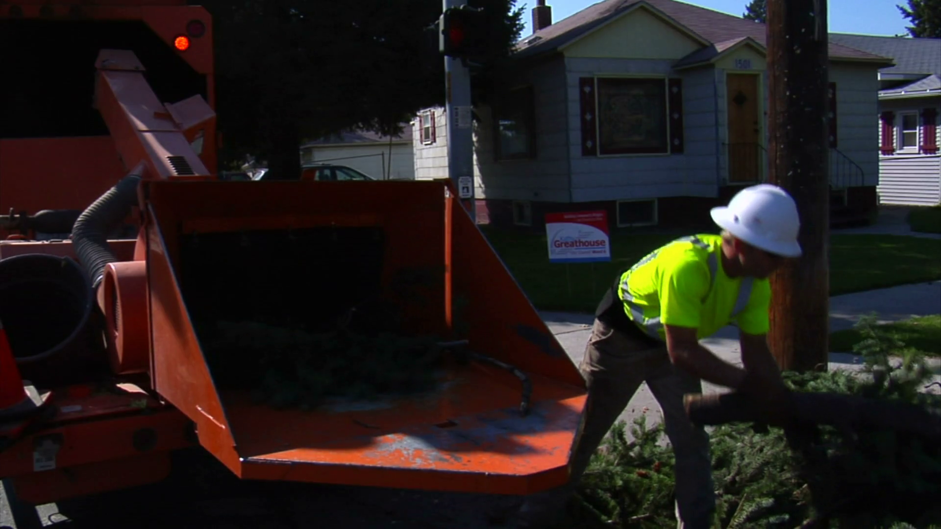 Man Throws Tree Branches Into Grinder Stock Video Footage 0026 SBV