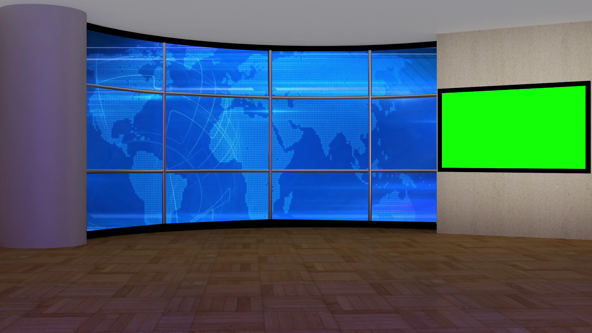 News Tv Studio Set Virtual Green Screen Background Loop Stock Video