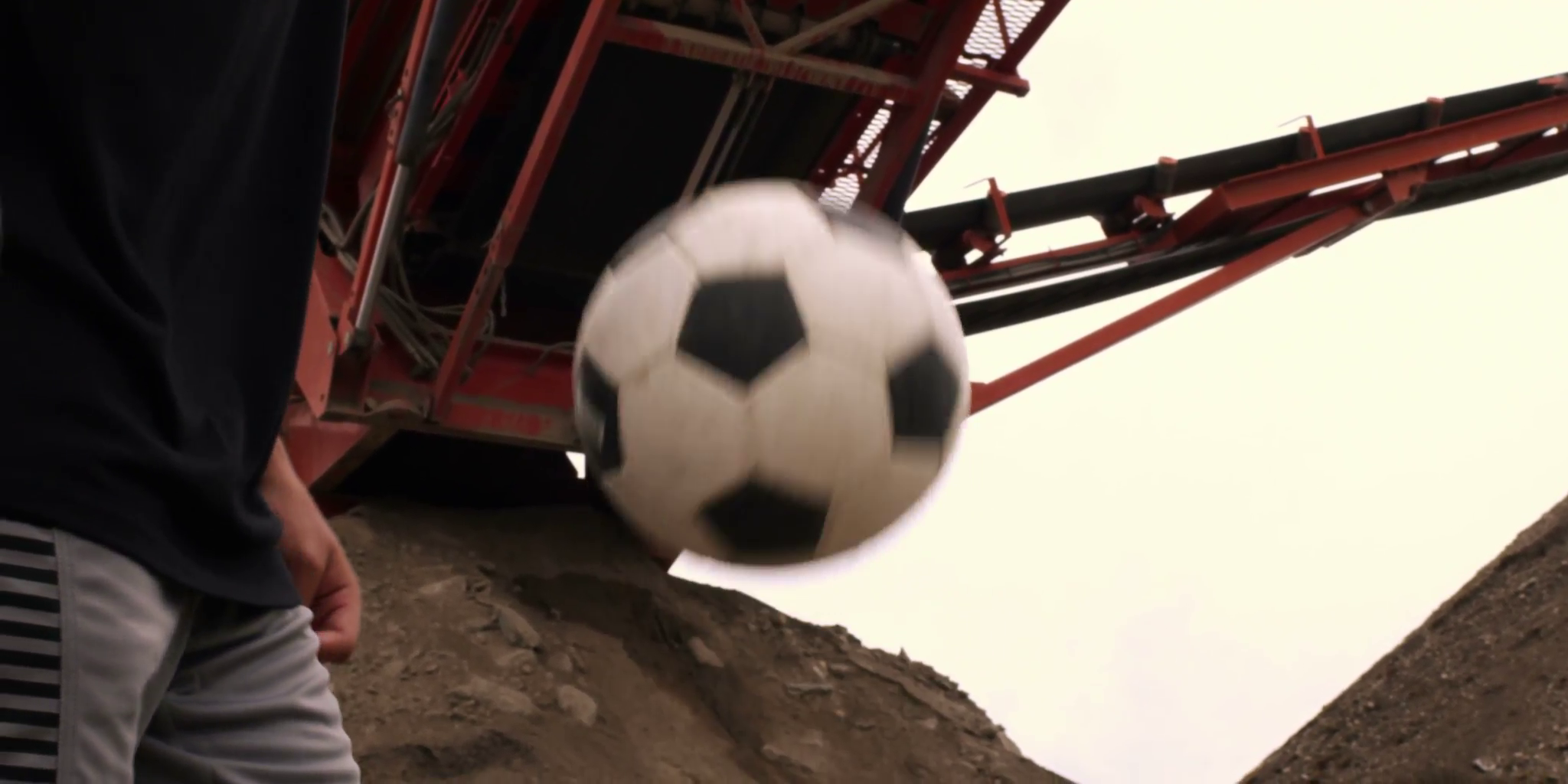 Person Juggling Soccer Ball In Slow Motion 3 Stock Footage SBV