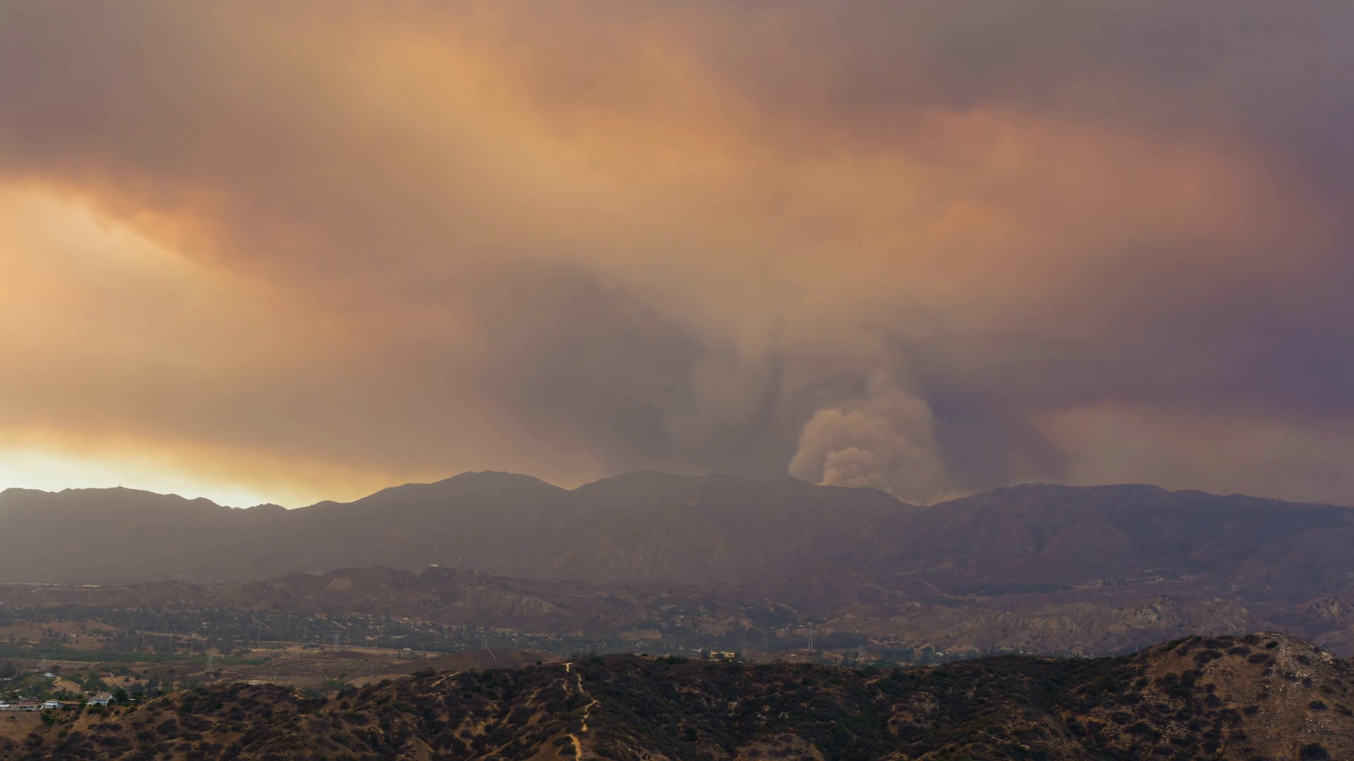 Santa Clarita Sand Fire Smoke Timelapse From Stock Footage SBV