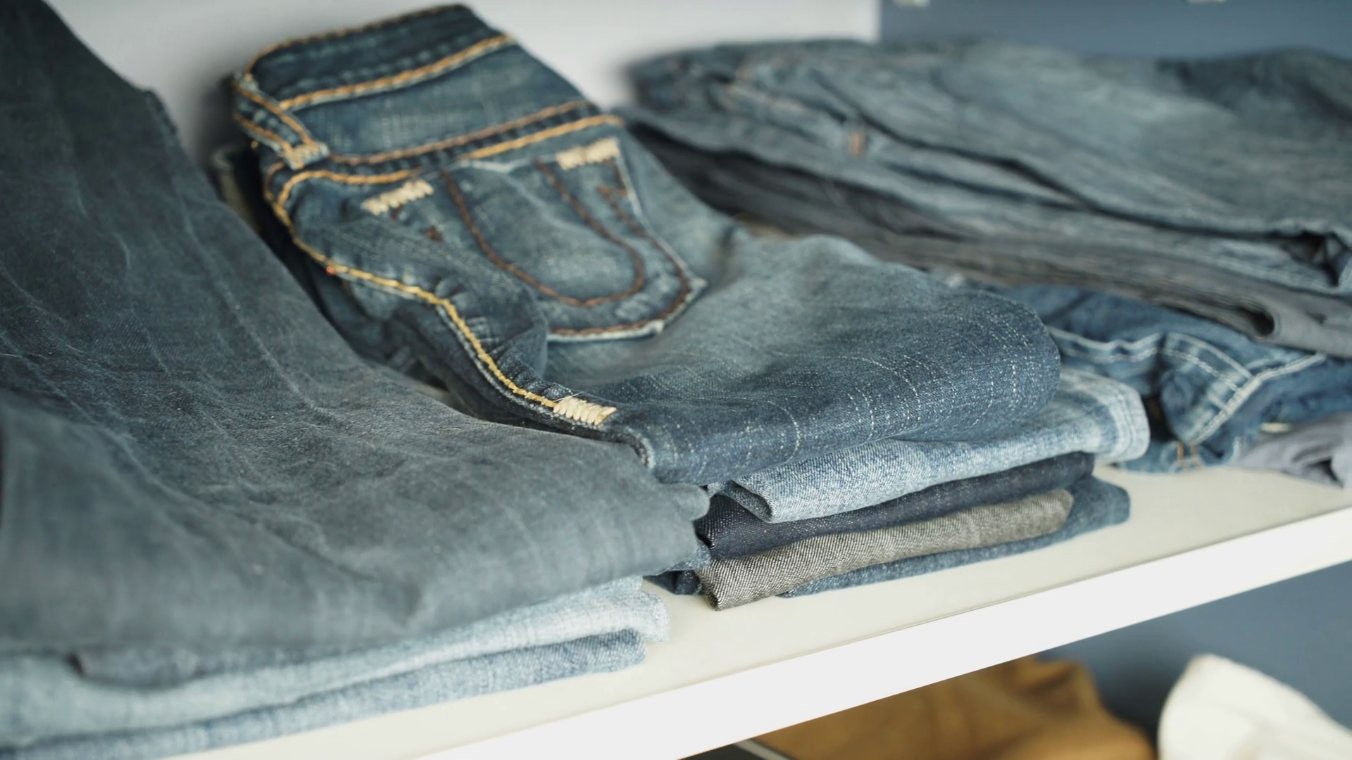 Shelf With Jeans In Closet Stock Footage SBV304514105 Storyblocks