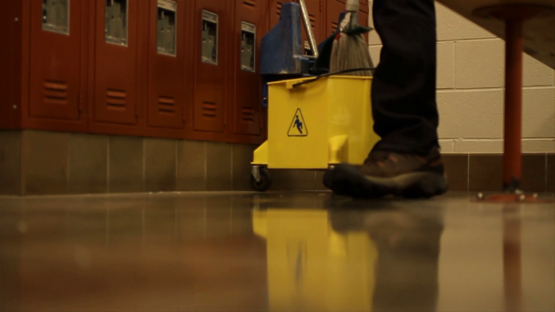 Shot Of Mop Head Being Pushed Around Floor Stock Video Footage 0021