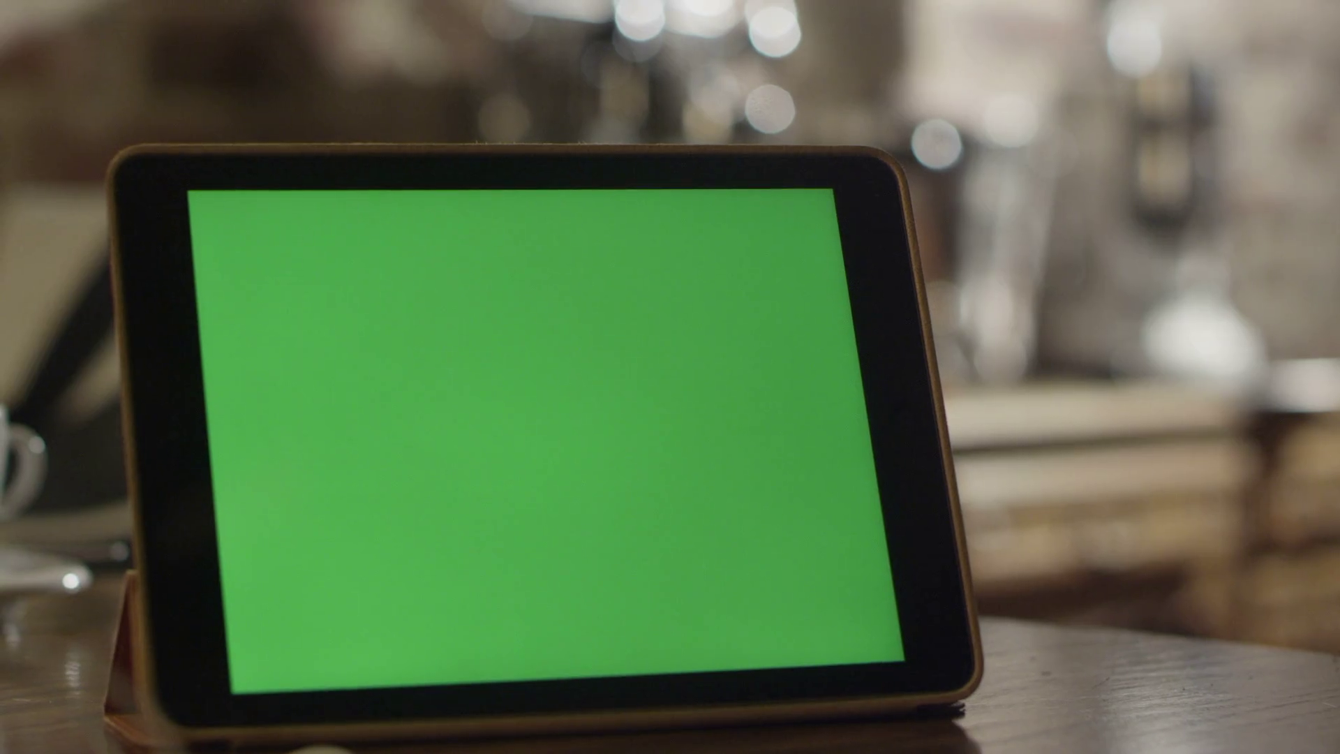 Tablet With Green Screen Staying On Table Stock Footage SBV301322515