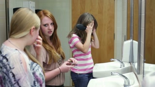 Talking Girls in School Bathroom