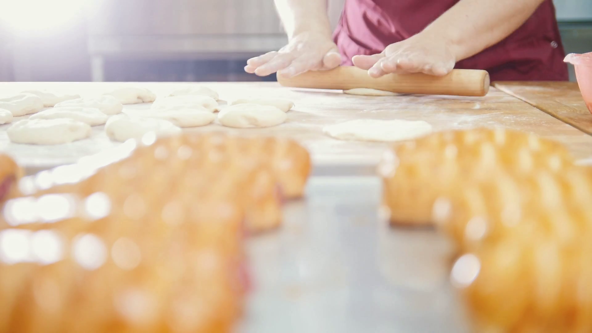 Cook is baking in the bakery Stock Video Footage 0015 SBV319647847