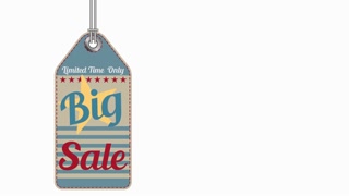 Vintage style sale tag Big Sale, animation 4K Big sale tag. Template with place for your text. Advertisement for a huge sale.
