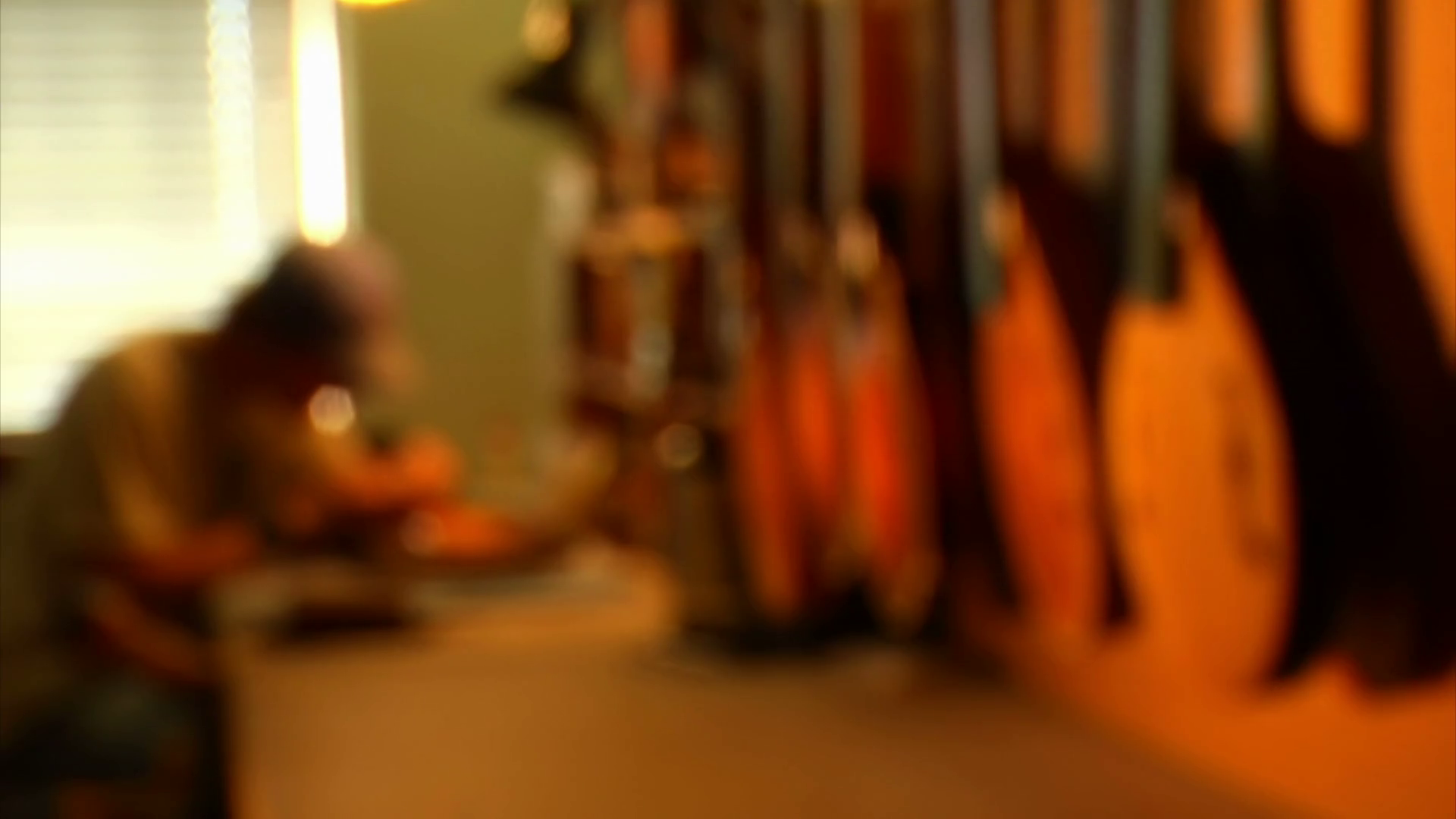 Worker Sanding Mandolin Comes Into Focus Stock Footage SBV300146834