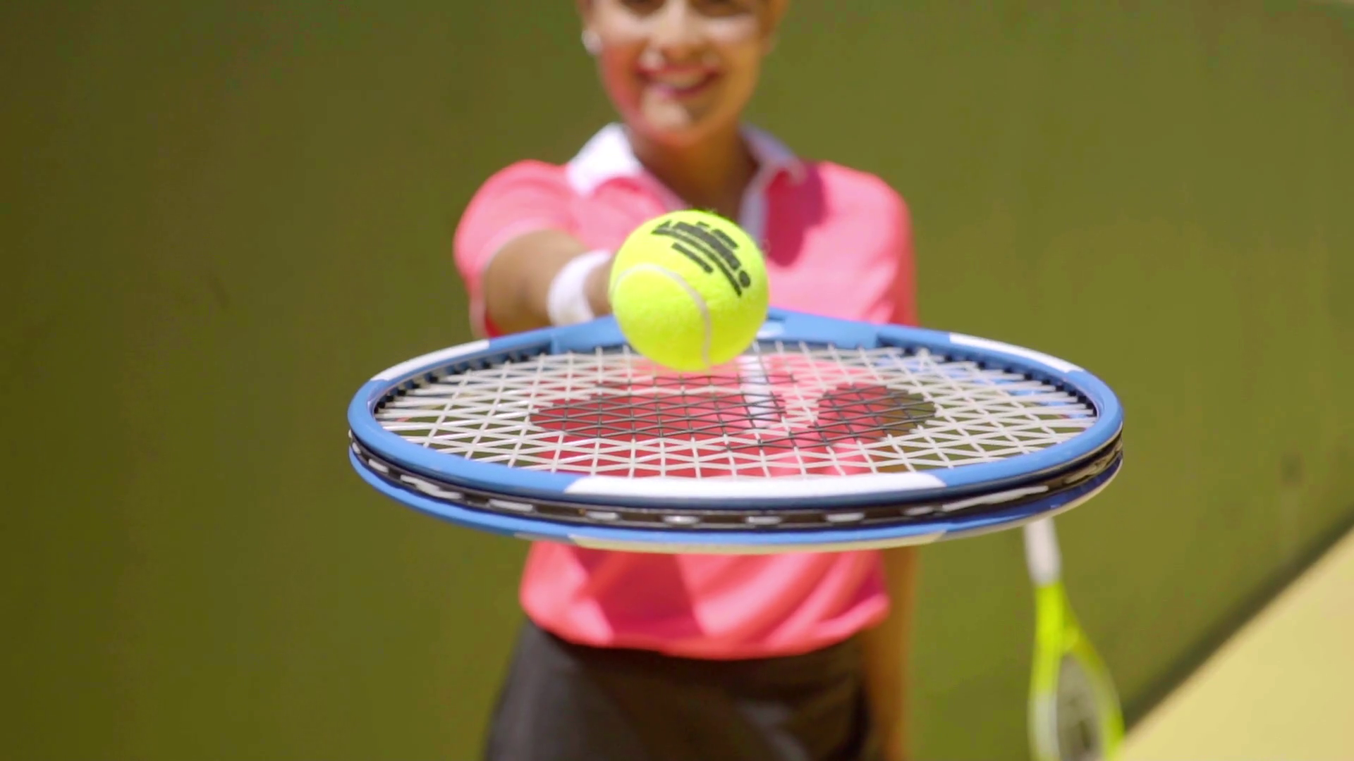 Happy Young Woman Balancing Ball On Racket Stock Footage SBV-306967851 ...