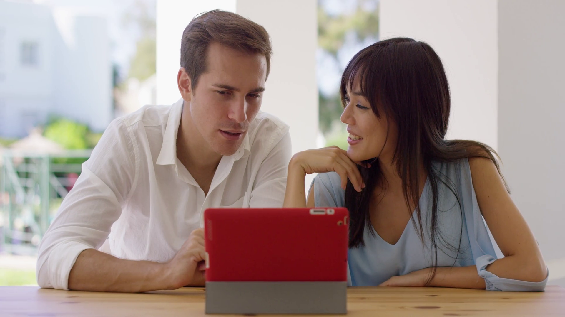 Man Woman Using Tablet Computer Together Stock Footage SBV-308940353 ...