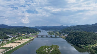 Aerial Hyperlapse of Gongsanseong Fortress and Geumgang Shingwan Park in Gongju South Korea