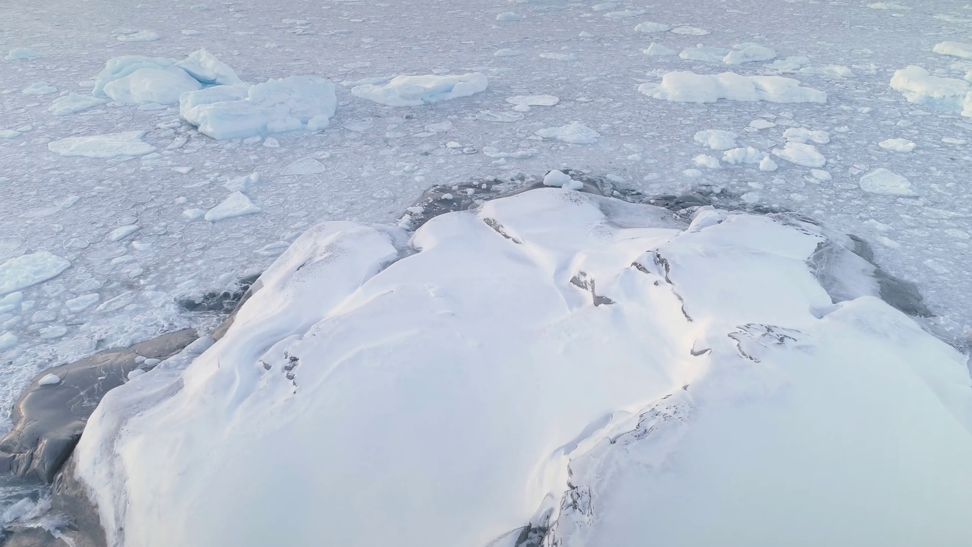 Aerial Shot Of Snow Covered Land Ice Ocean Stock Footage SBV-348391417 ...