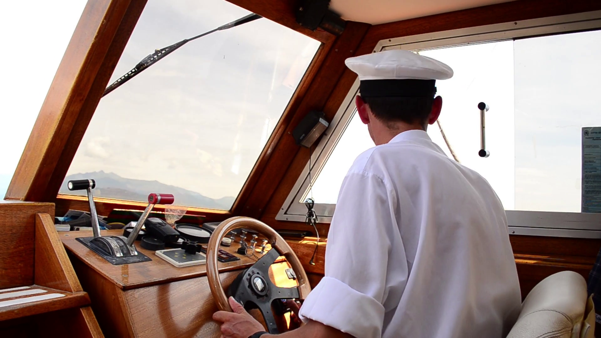 The Captain Controls Of Boat Turn Steering Stock Footage SBV312127512