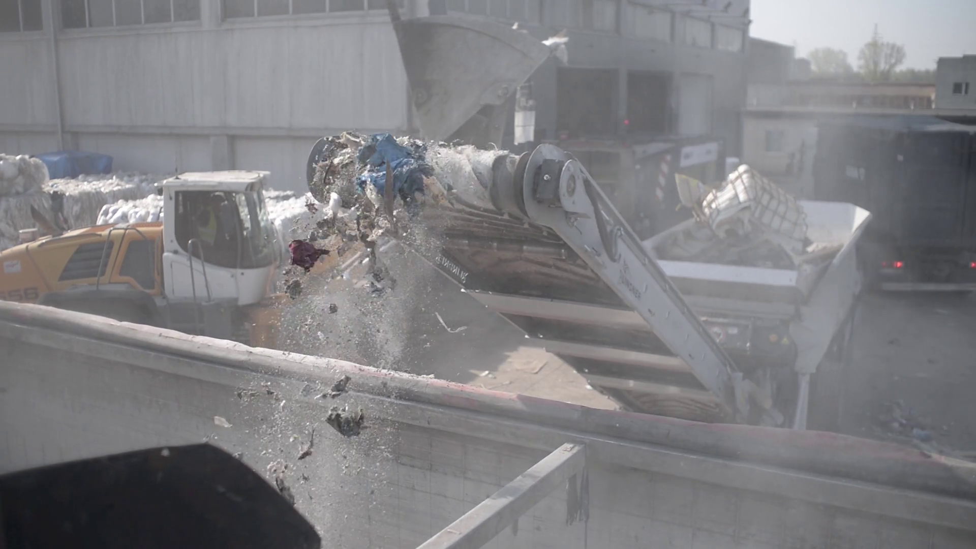 Garbage Shredder Machine With Conveyor At Stock Footage SBV322862044