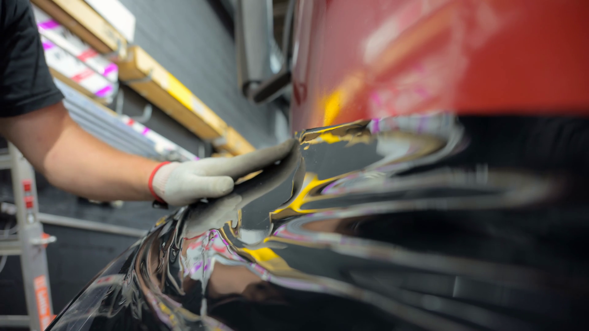 Process Of Applying Ppf Film With Workers Stock Footage SBV-351731346 ...