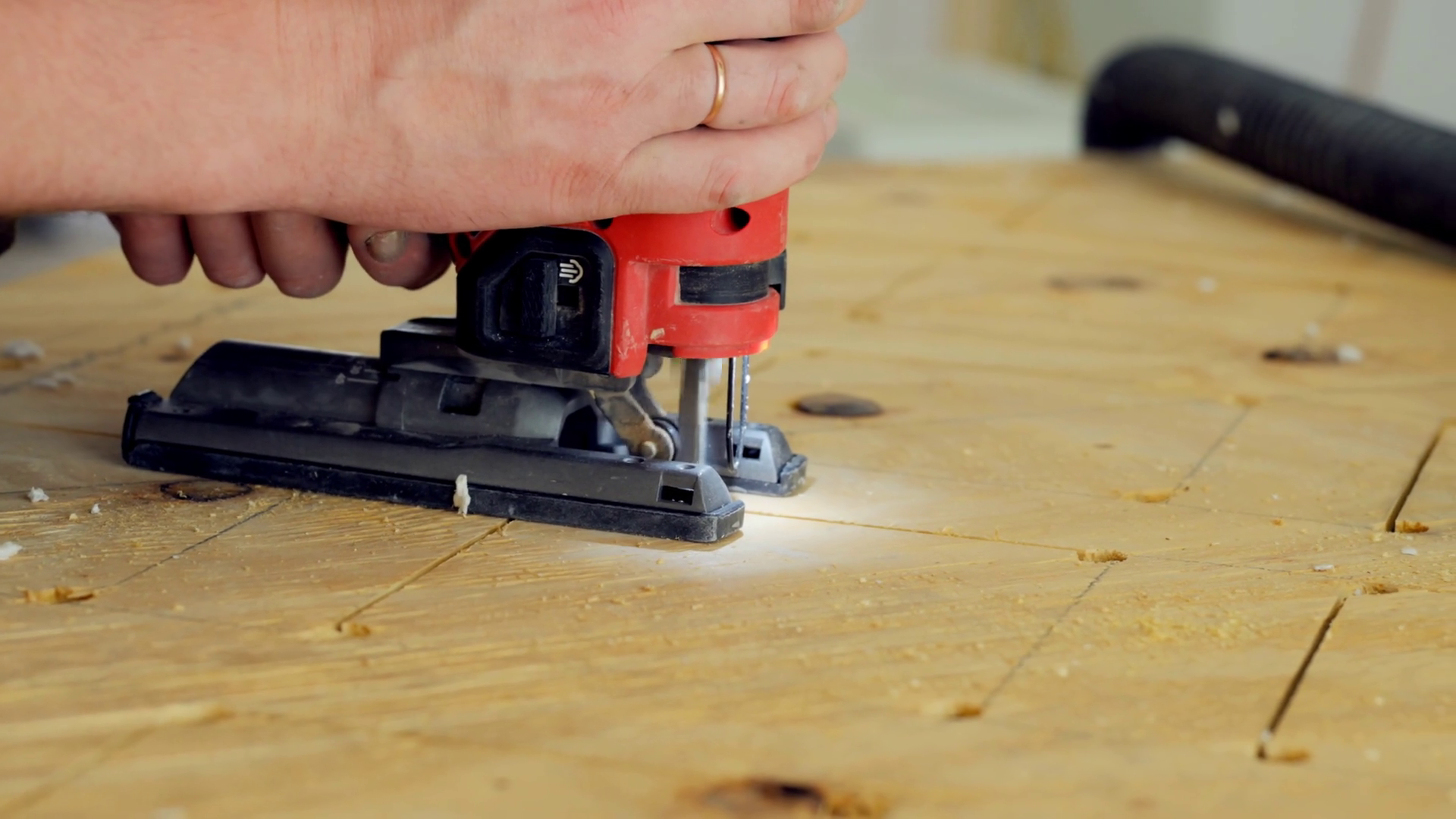 Person Using Jigsaw Power Tool Worker Is Stock Footage SBV-352291129 ...