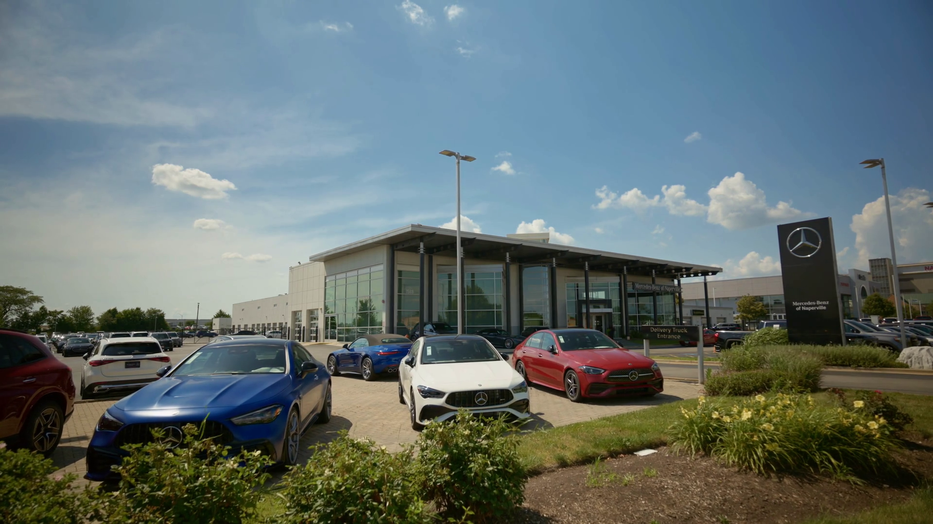 The Exterior Of Mercedes Dealership On Sunny Stock Footage SBV ...