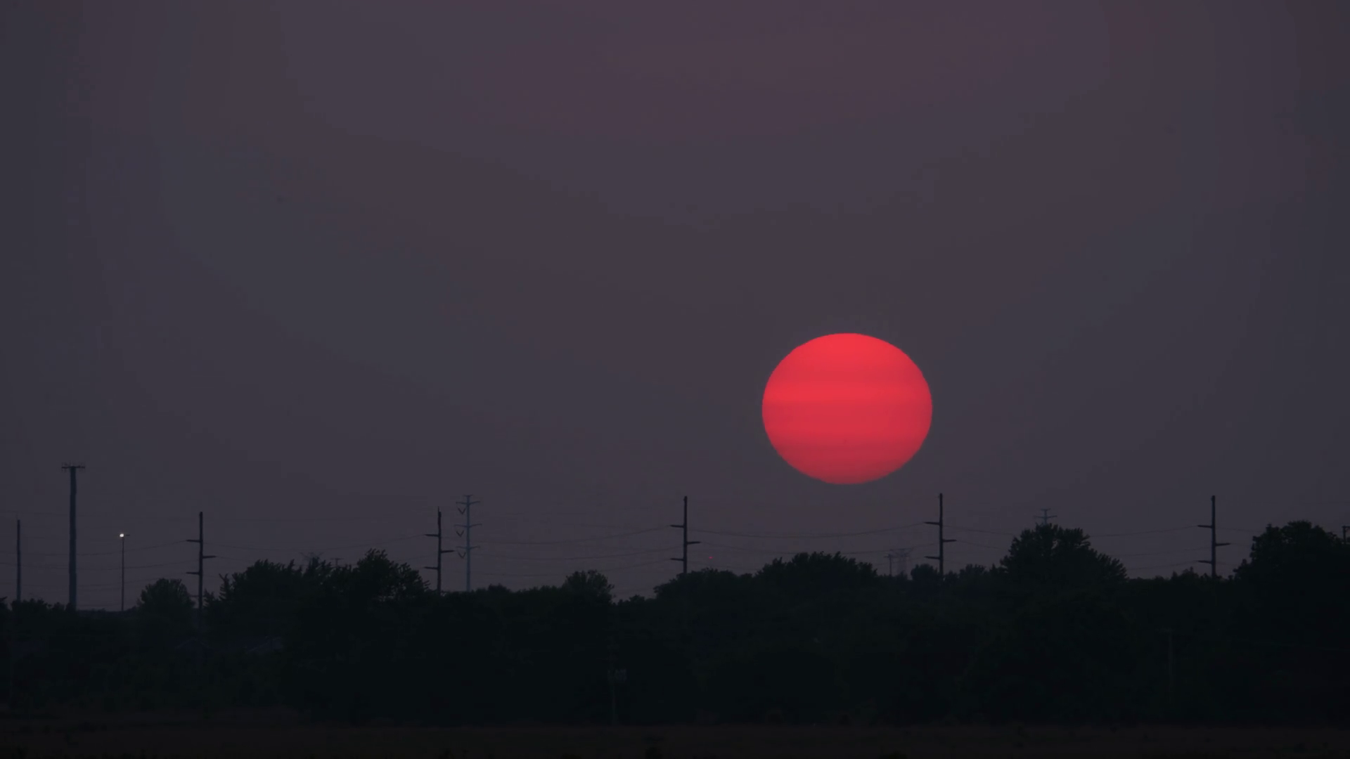 Red Sun On Sunset Above Summer Landscape Of Stock Footage SBV-352608880 ...