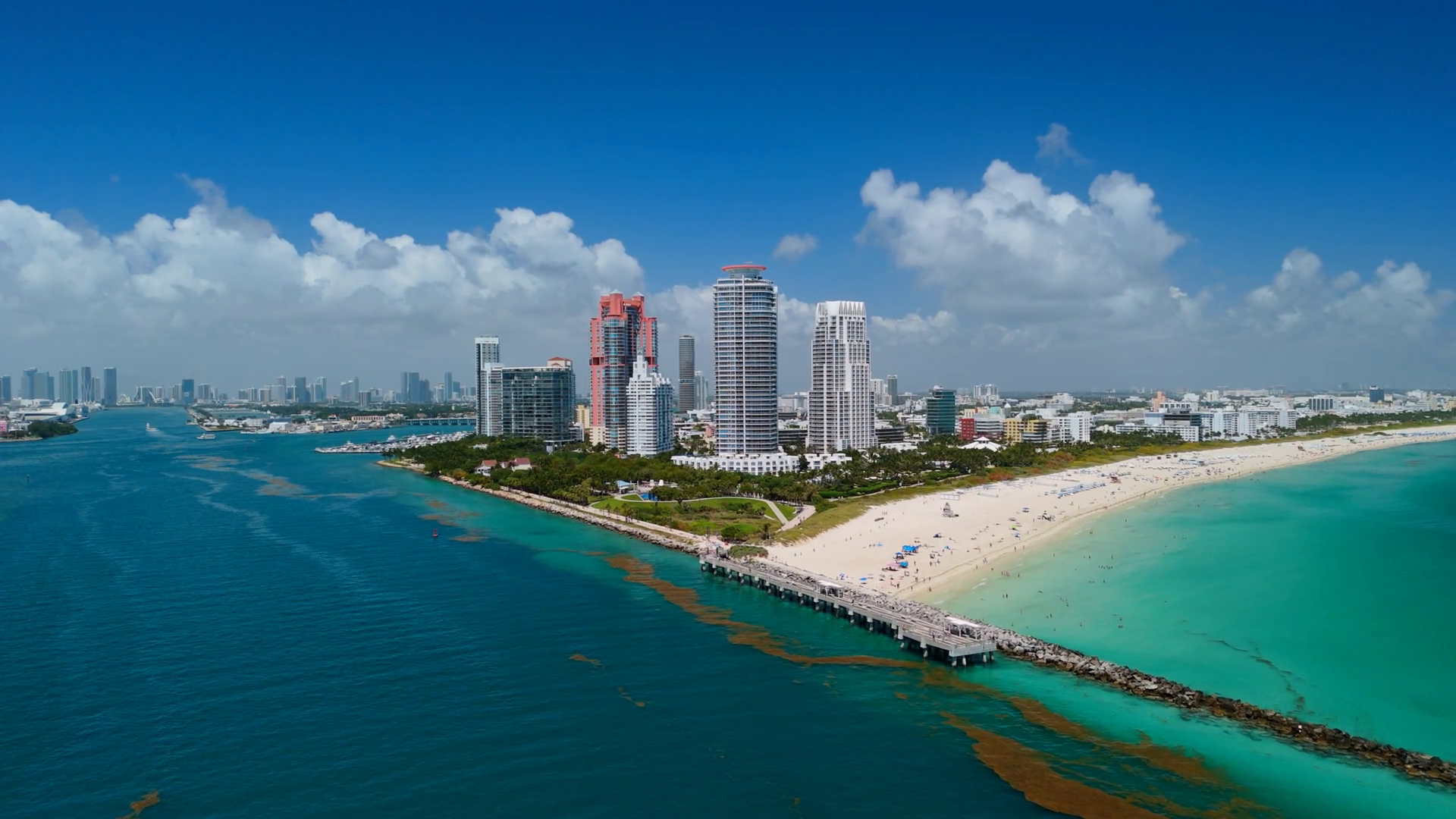 Aerial View Of Miami Beach Skyline With Stock Footage SBV-352607709 ...