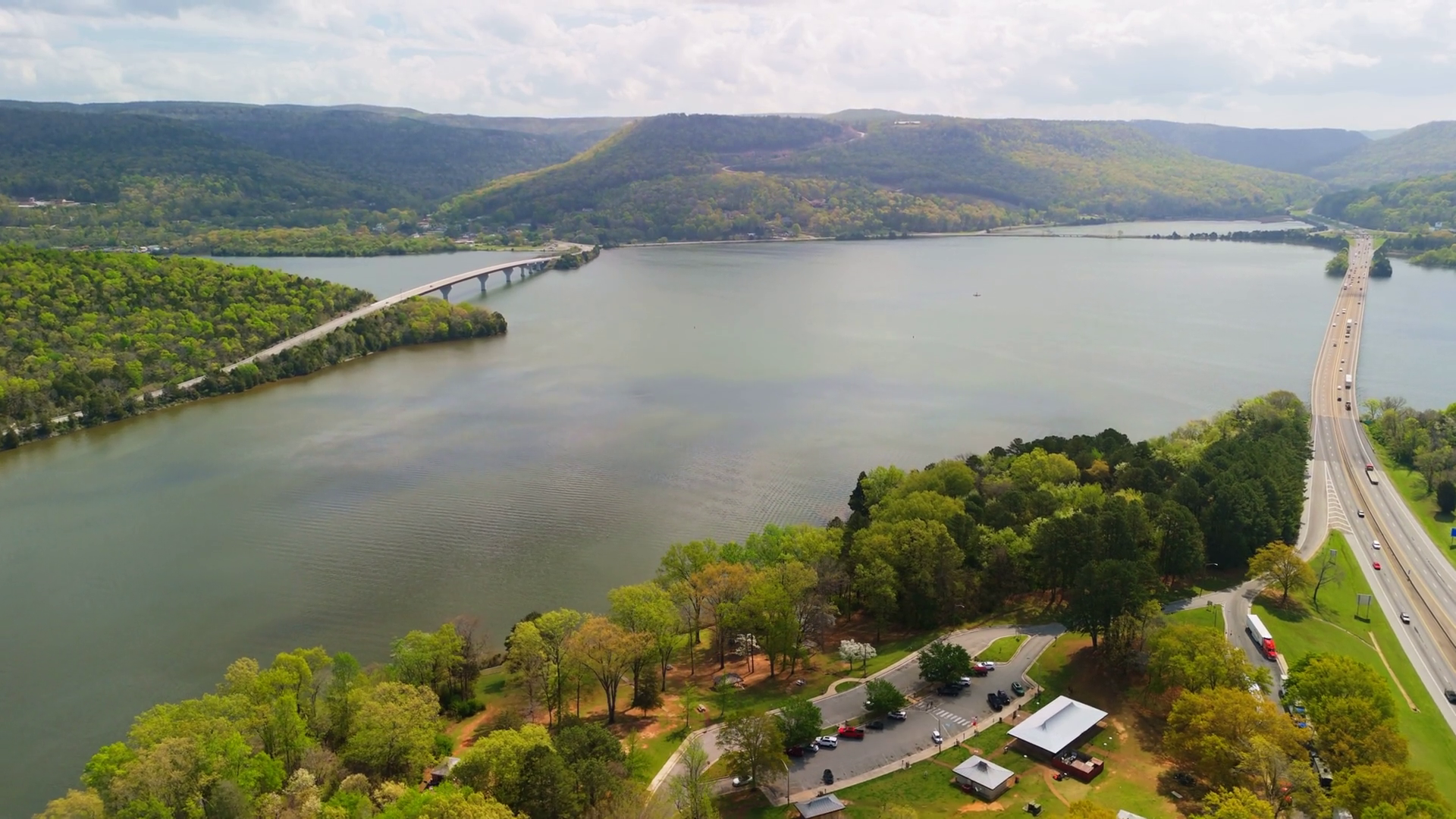 An Aerial View Of Bridges Crossing Tennessee Stock Footage SBV ...