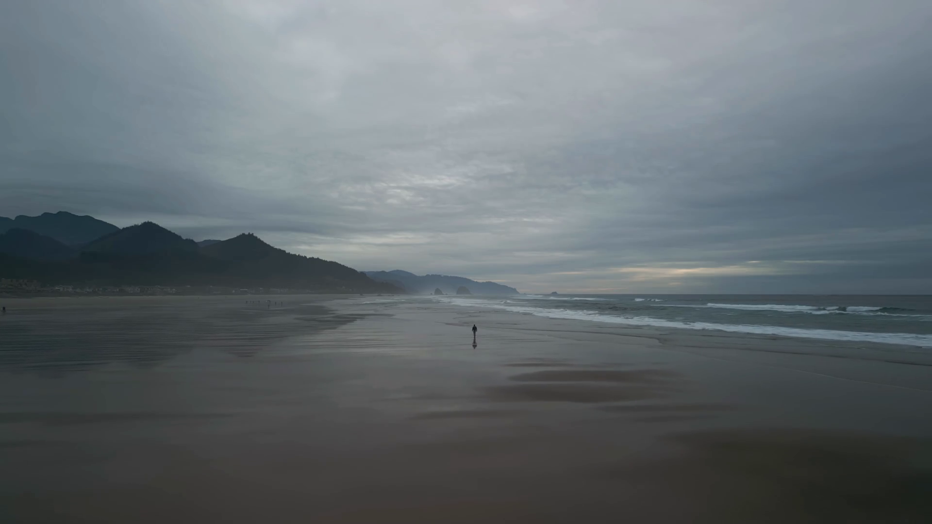 Wide Aerial Shot Of Haystack Rock Beach In Stock Footage SBV-347298284 ...