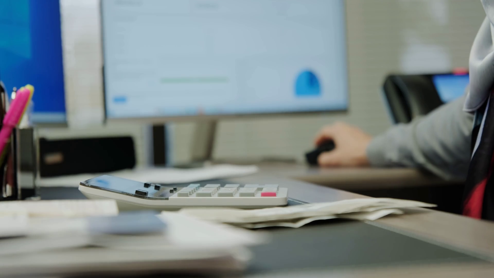 Woman Accounting Sit At Desk Using Computer Stock Footage SBV-347299546 ...