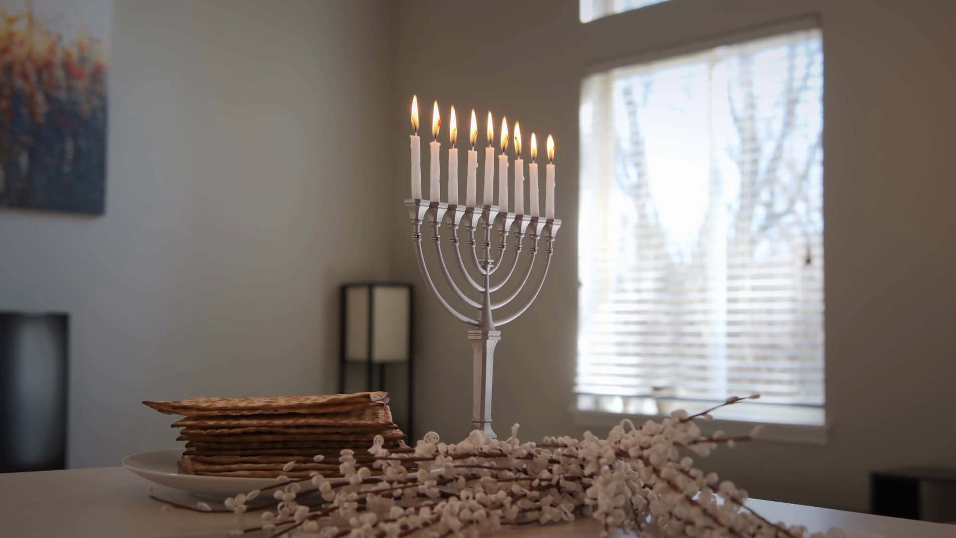 Colored Candles Lit Hanukkah On Hanukkah Stock Footage SBV347525511