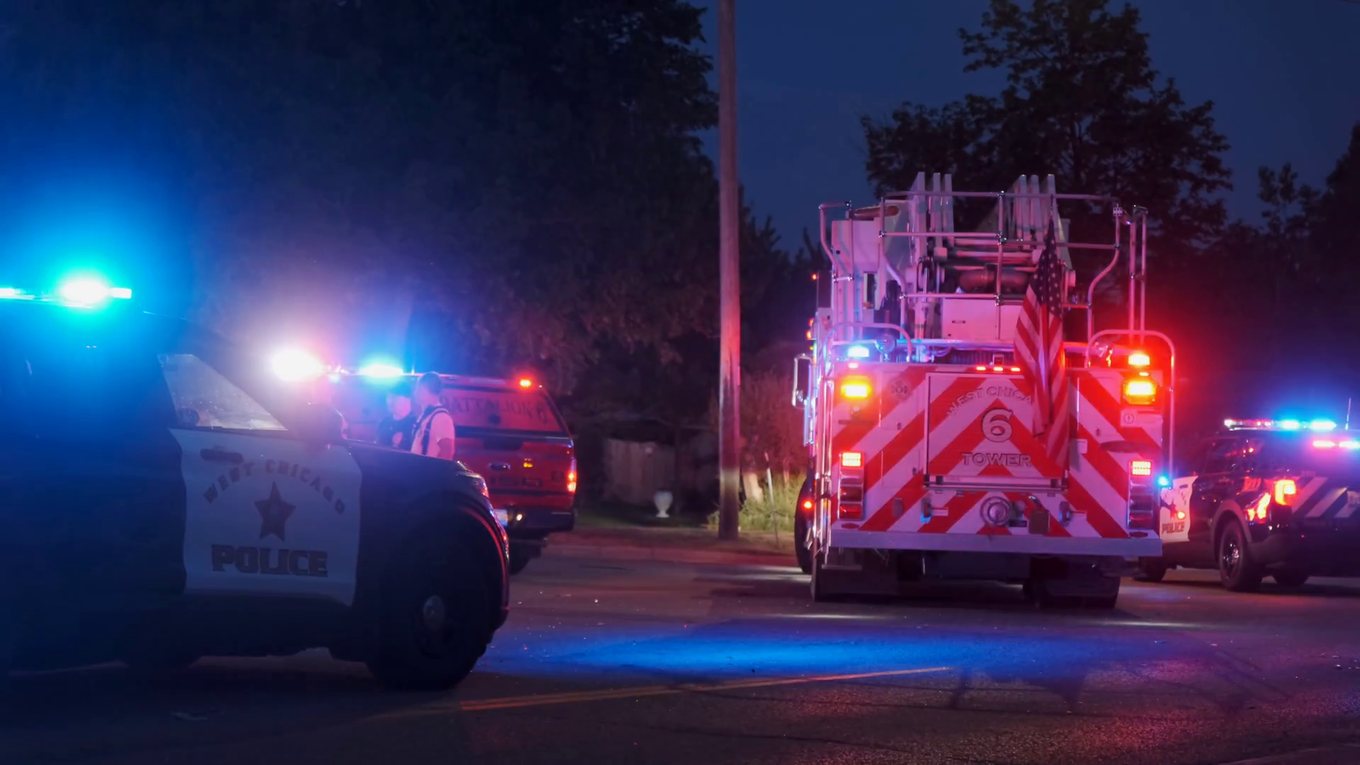 Police Car Emergency Vehicle Lights In City Stock Footage SBV347696428