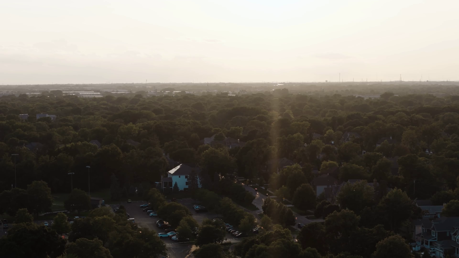 Aerial Wide Shot Of Downtown City Naperville Stock Footage SBV
