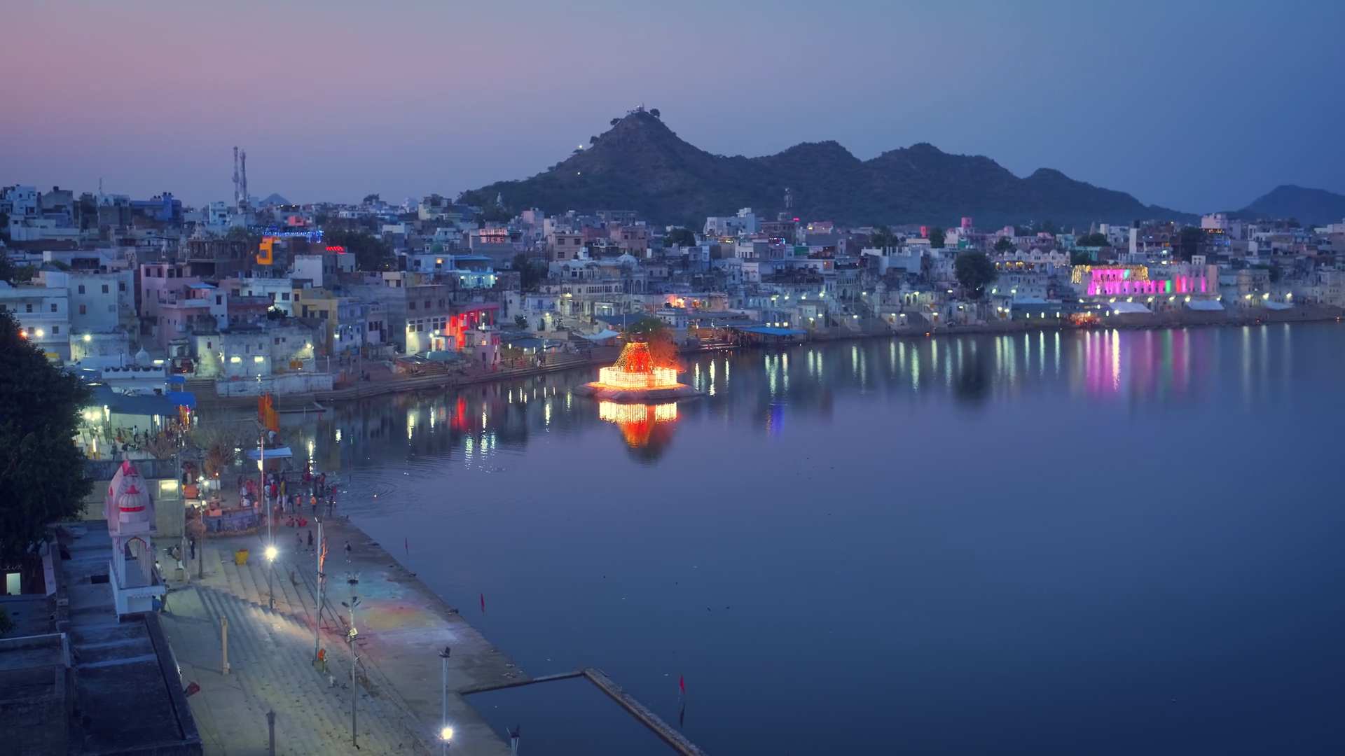 View Of Indian Hindu Pilgrimage Town Sacred Stock Footage SBV-352023896 ...