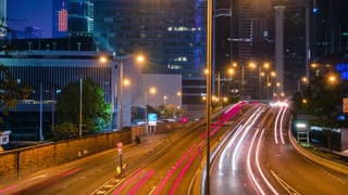 Street traffic in Hong Kong at night timelapse