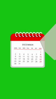 Calendar Page Flip Animation Vertical Monthly Loop Green Screen