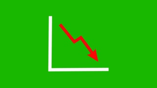 Graph Going Down. Decline Failure Decreasing Bar Graph, Business loss Graph Green Screen Background. 4K Resolution