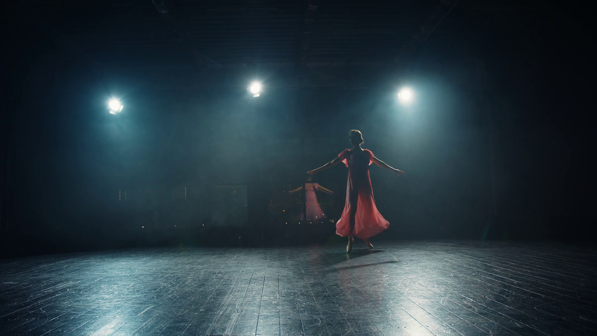 Silhouette Of Ballerina Dancing On Stage Stock Footage SBV-347520785 ...