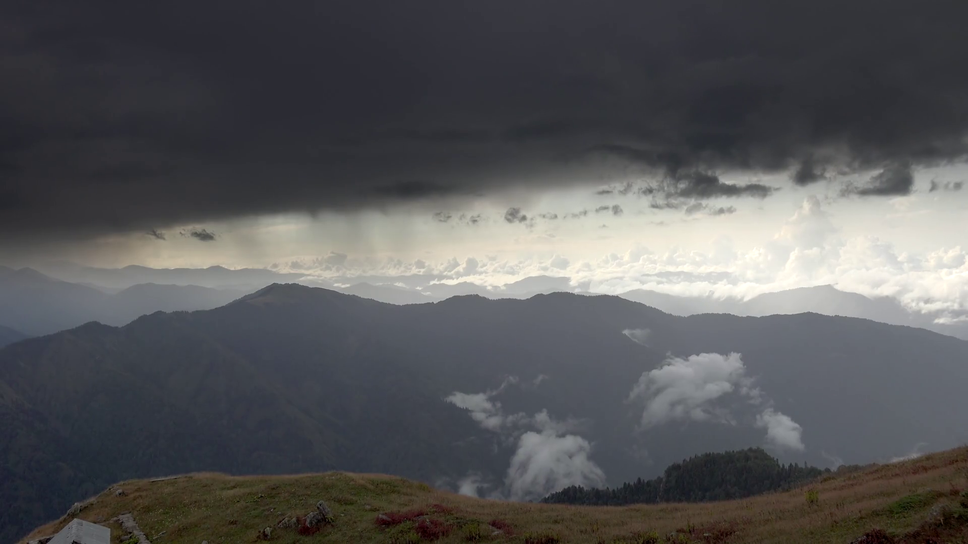 Storm Clouds Recede Rain On Highland Plateau Stock Footage SBV
