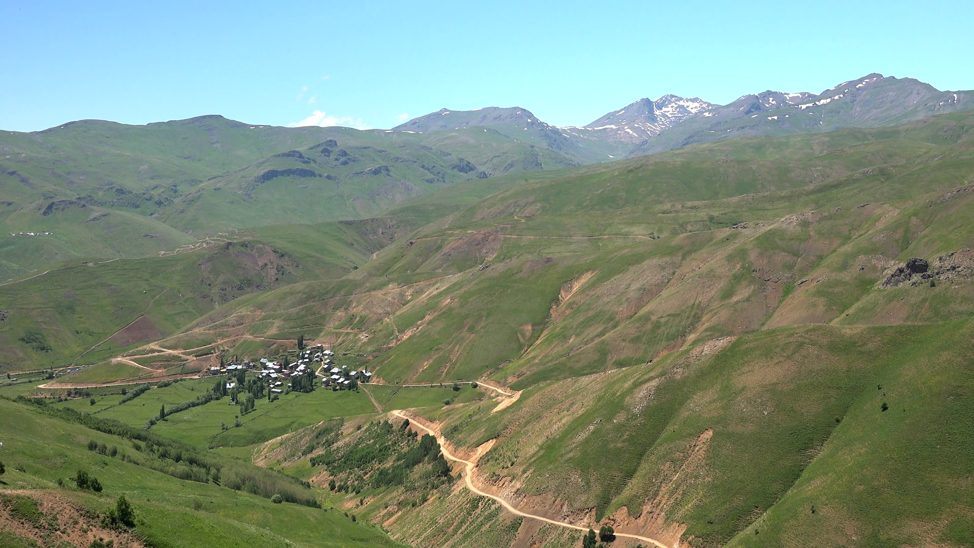Panoramic View Of Village Houses In Valley Stock Footage SBV-348385338 ...