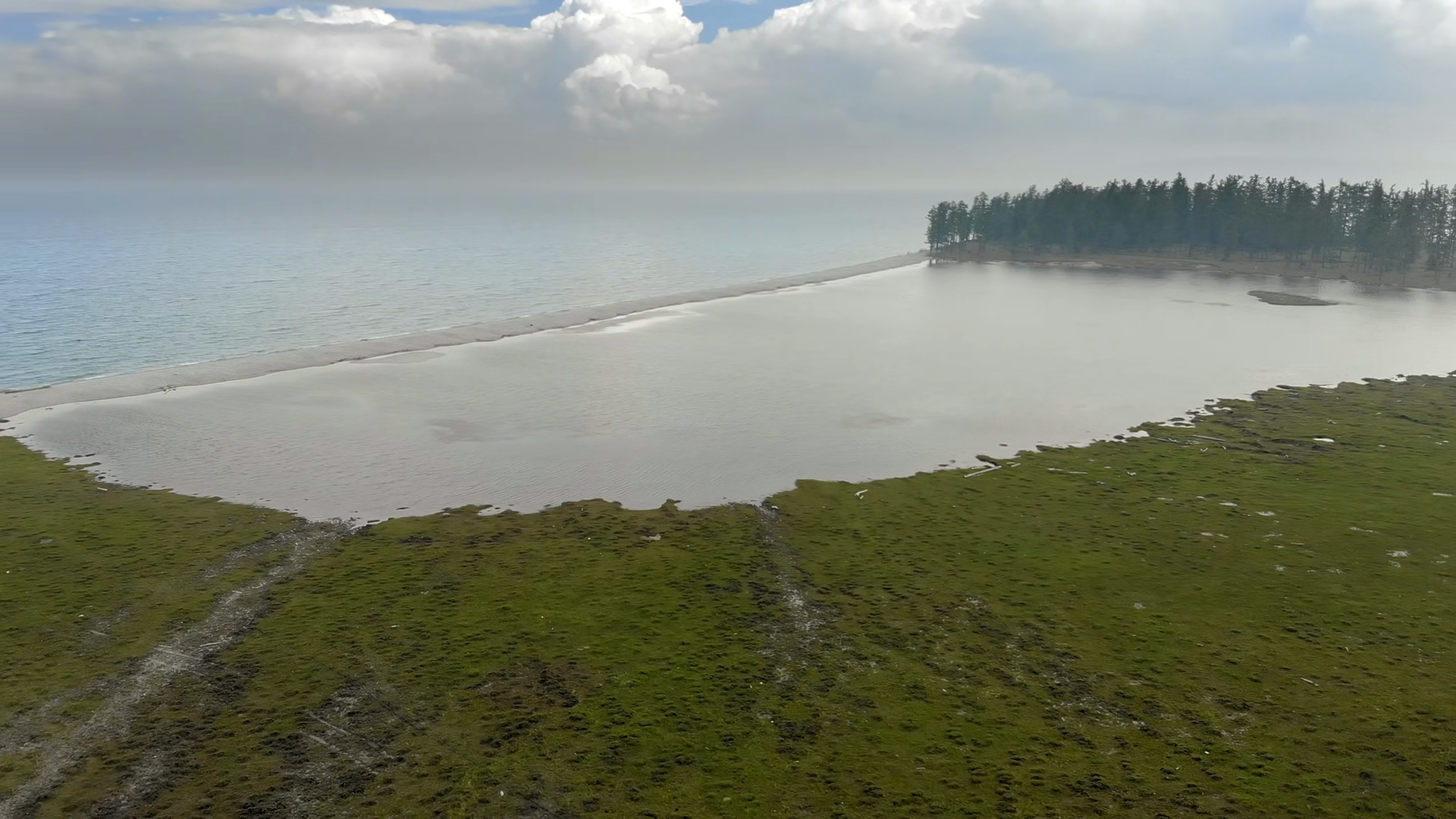 Aerial Drone Shows Coastal Lake Formation At Stock Footage SBV ...