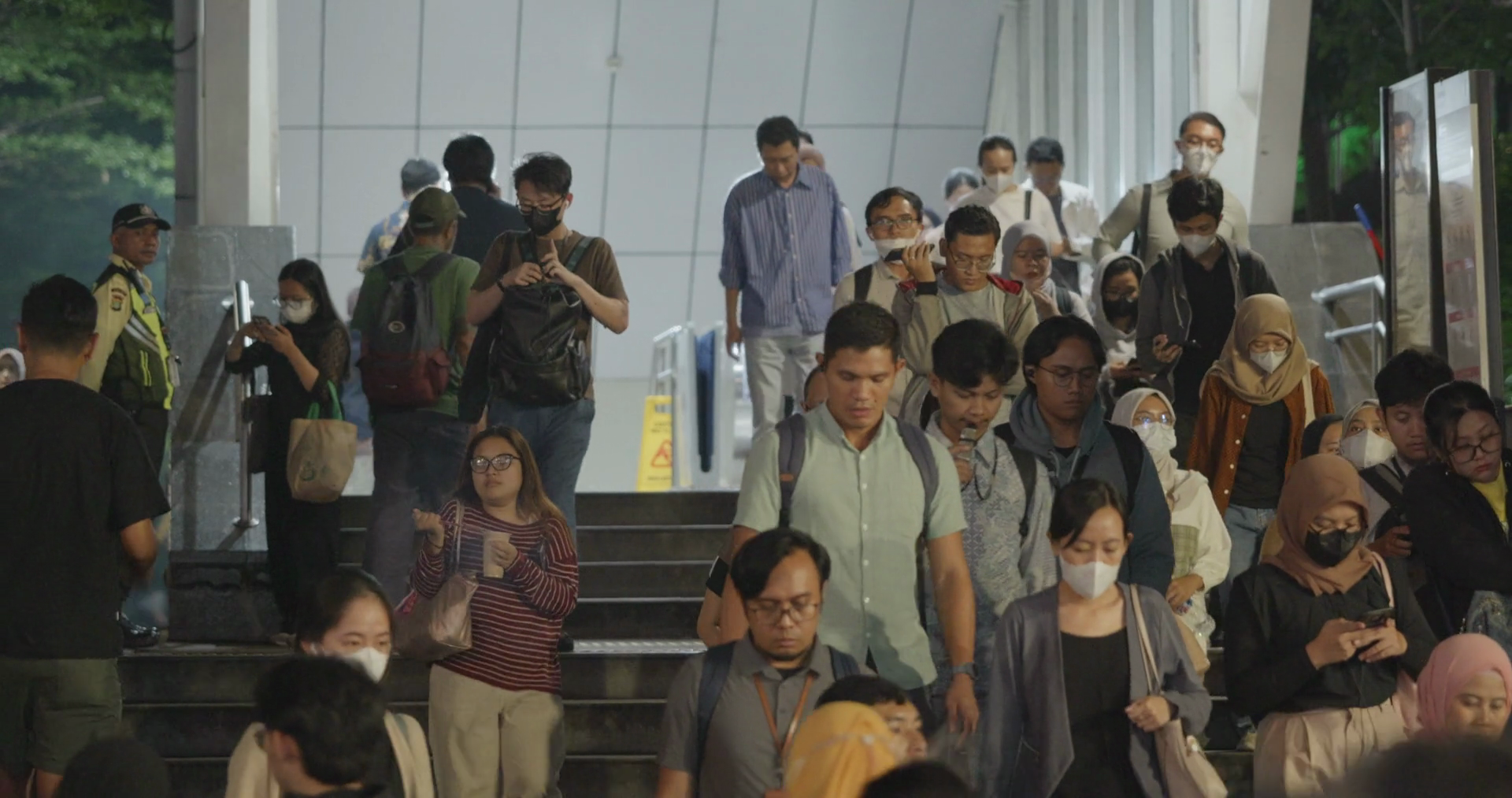 Commuters Exiting Metro Station During Stock Footage SBV-352140364 ...