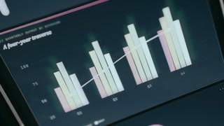 Performance chart with grouped bar charts illustrating data trends across distinct quarters