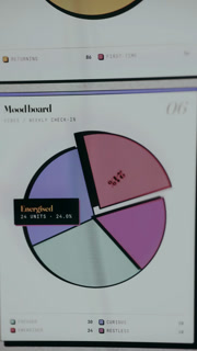 Interactive pie chart displaying data for different mood categories, Energized category is highlighted