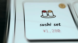 Digital cafe ordering system with sushi set selection