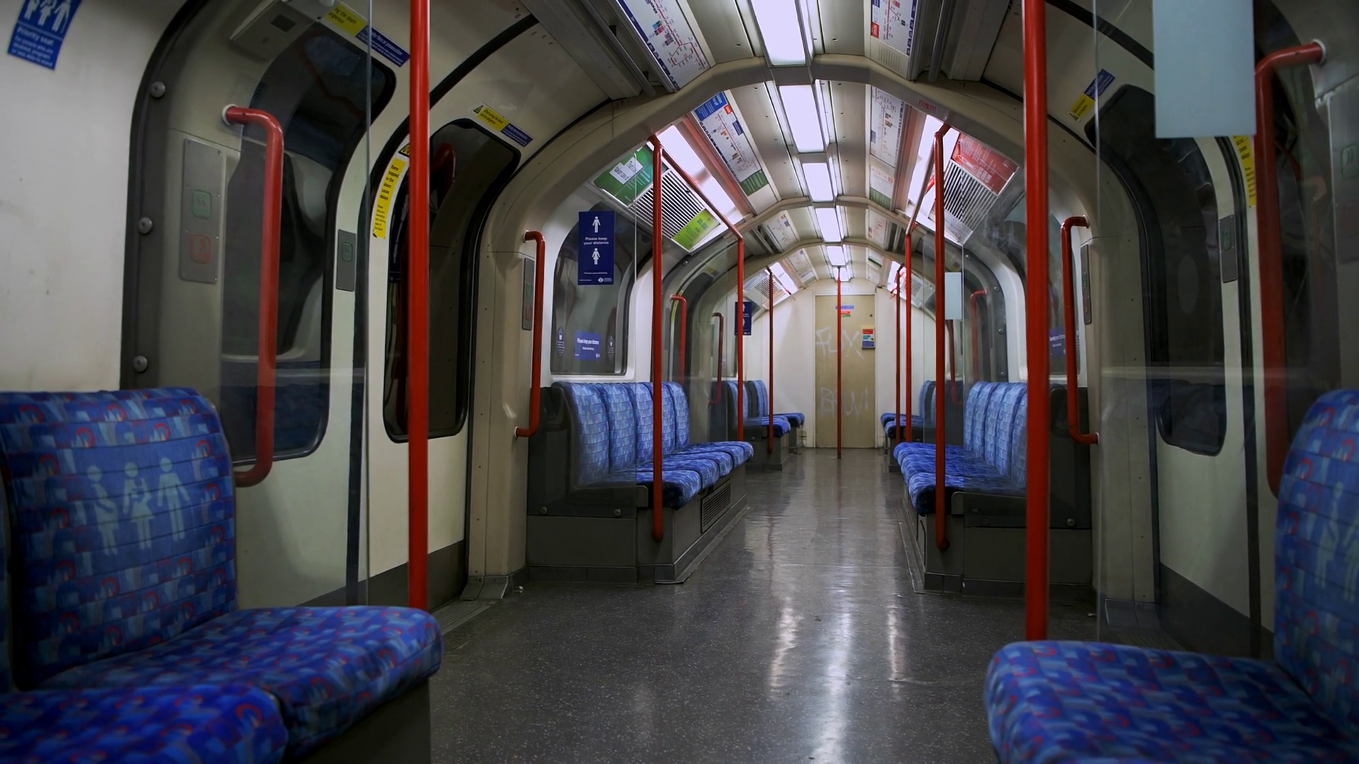 Empty Seats In London Underground Tube Train Stock Footage SBV ...