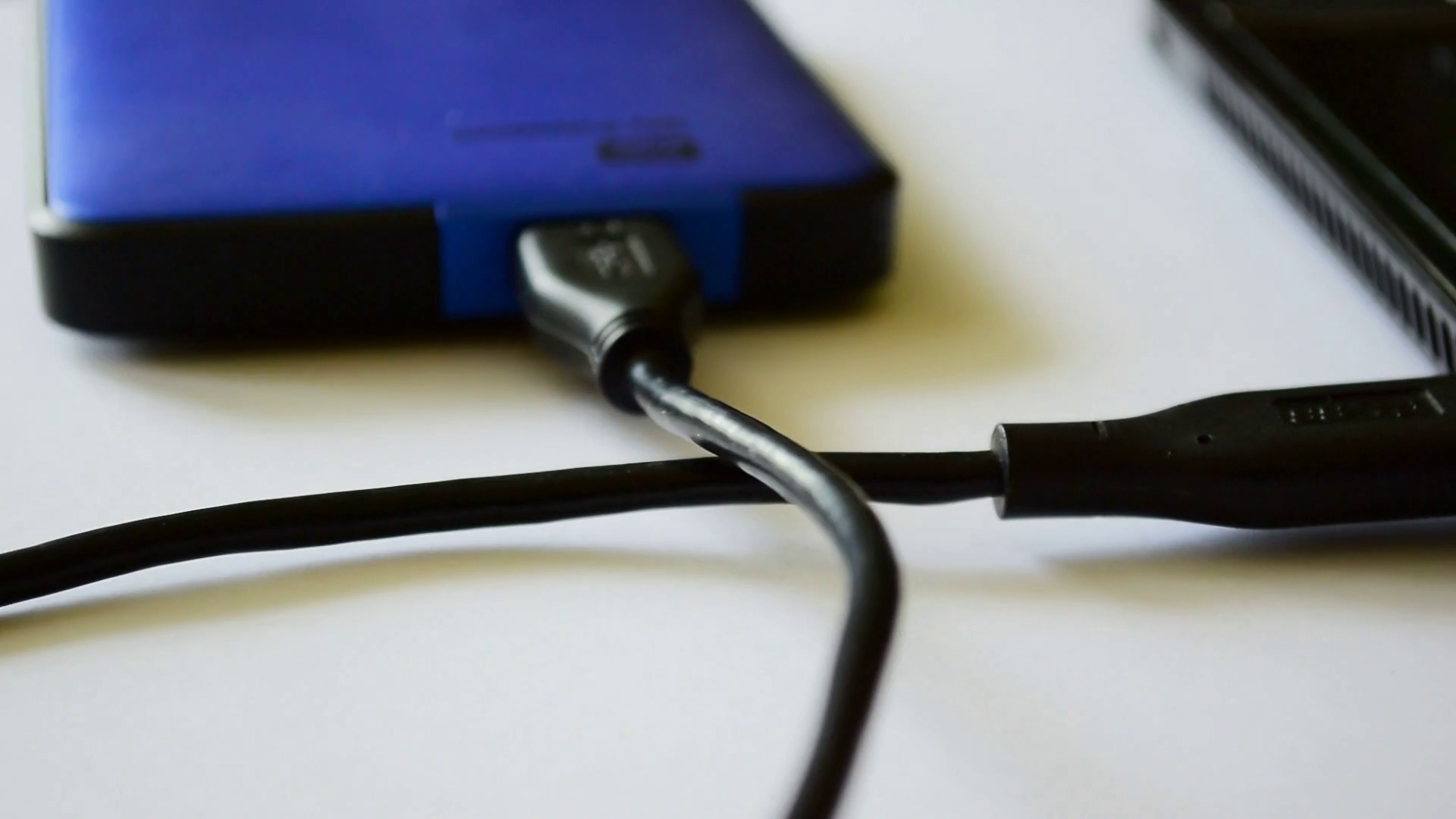 USB connection. USB cable plugged to laptop. Stock Video Footage 0006