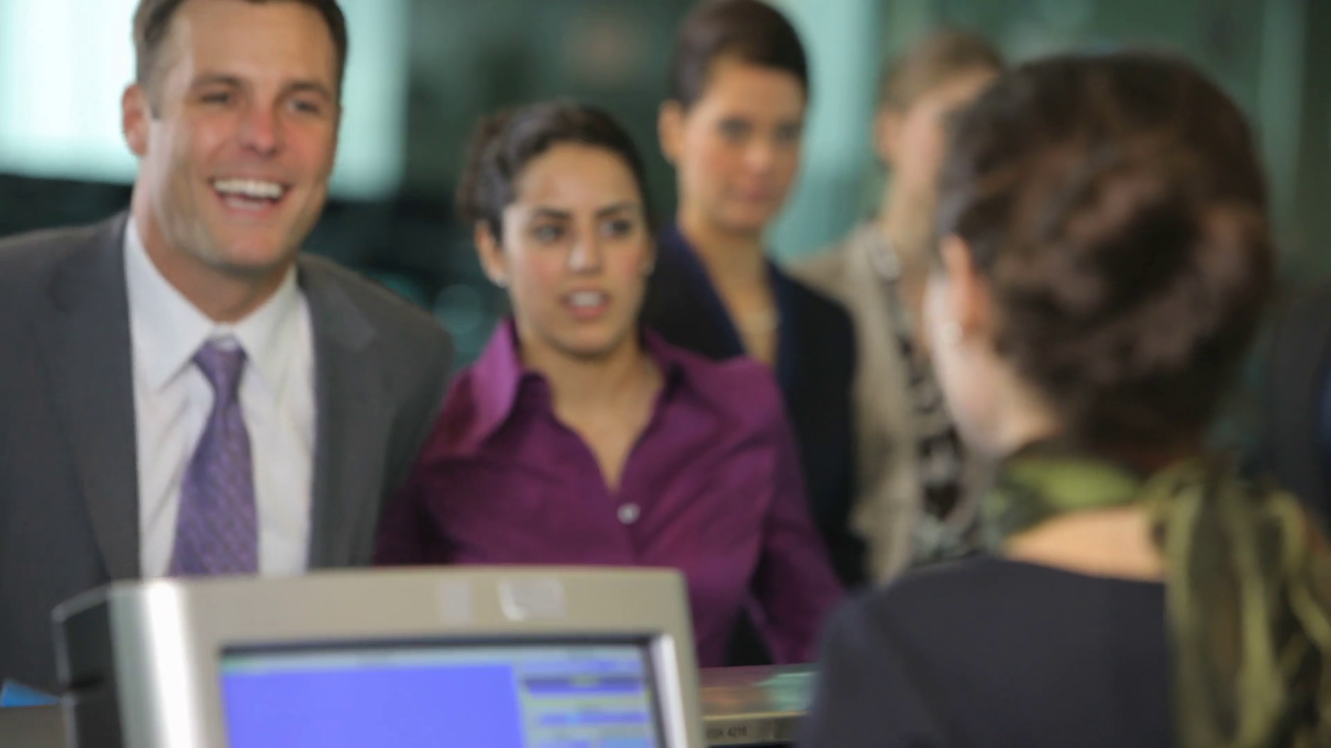 Airport Passengers Check In At Ticket Counter Stock Footage SBV ...