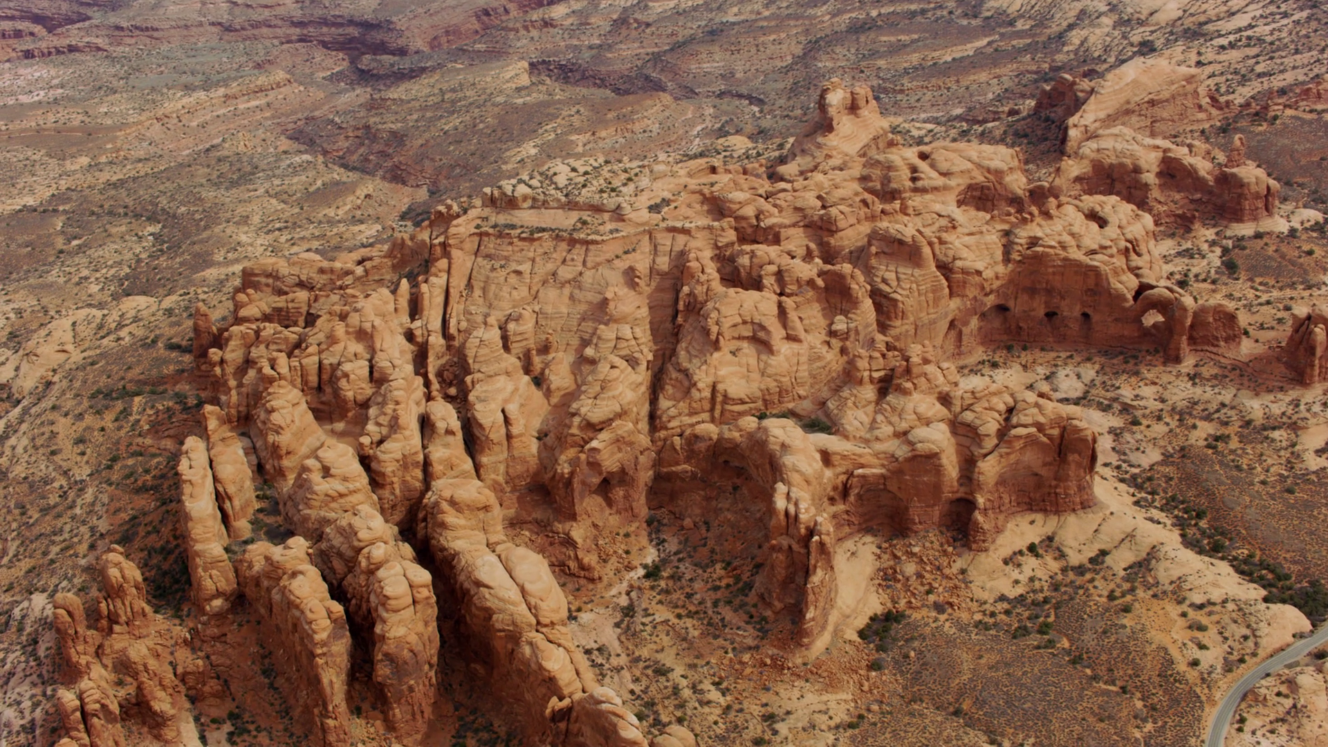 Aerial View Of Rock Formations In Arches Stock Footage SBV-347658400 ...