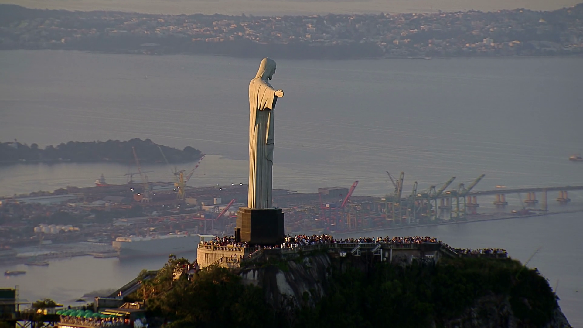 Aerial View Of Christ Redemeer Statue Rio De Stock Footage SBV ...