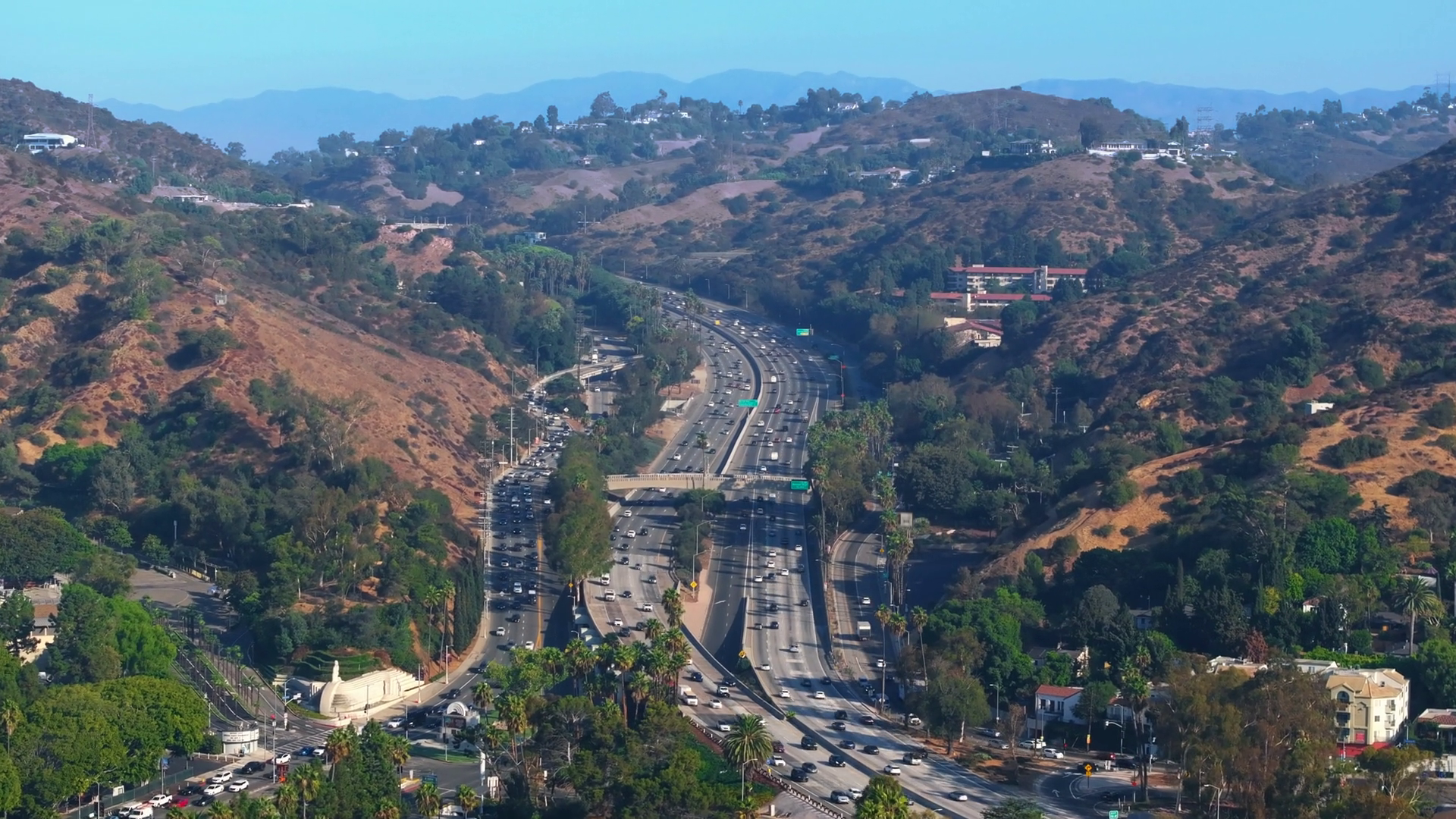 Aerial View Of Traffic On Freeway Surrounded Stock Footage SBV ...