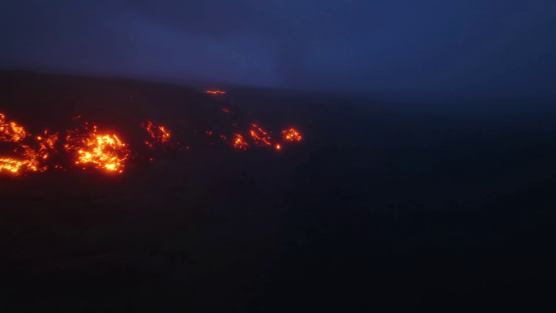 Red Hot Lava Flow Is Glowing In Dark Sunset Stock Footage SBV-347517825 ...