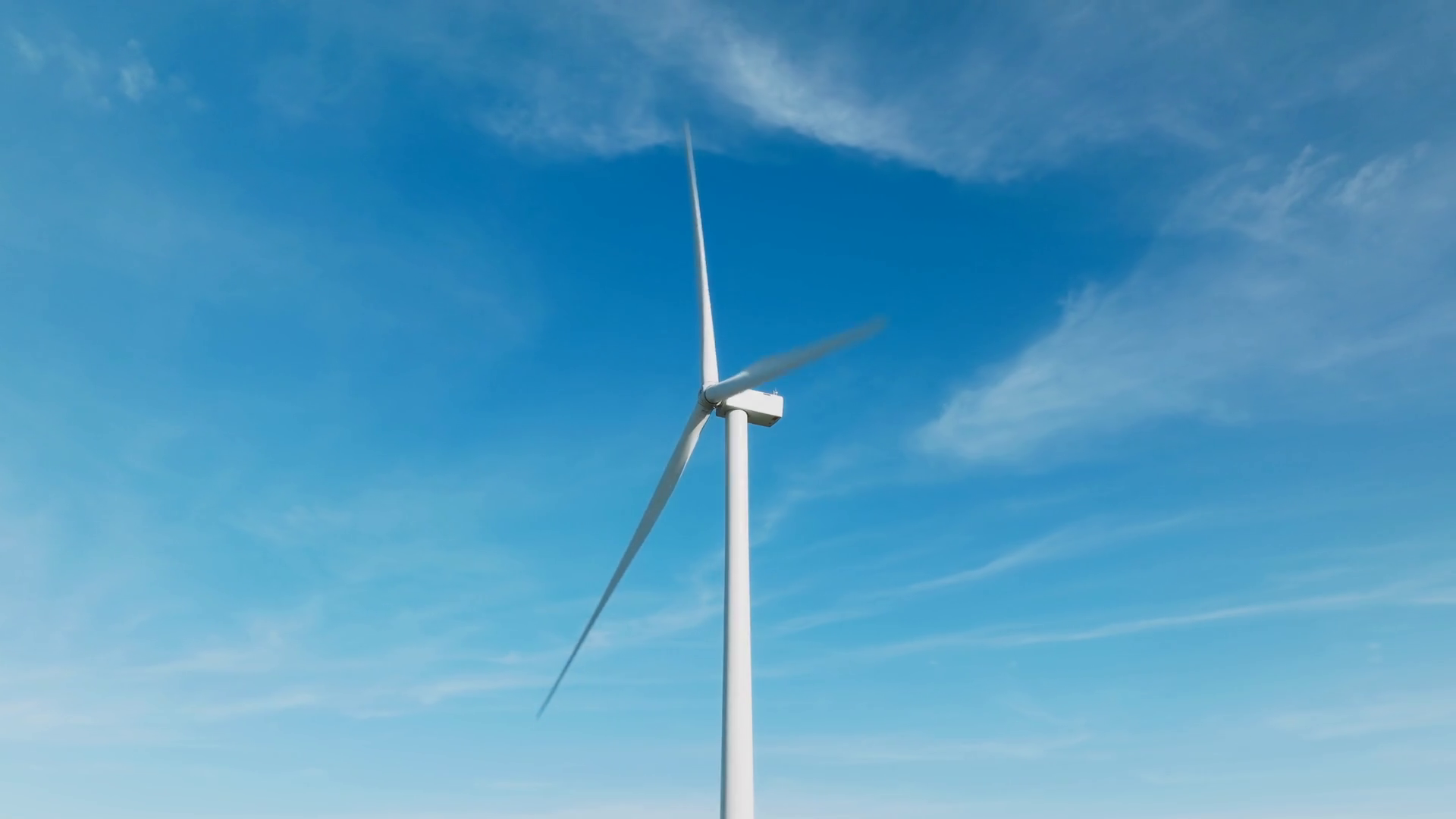 Aerial View Large Wind Turbines Against Blue Stock Footage SBV