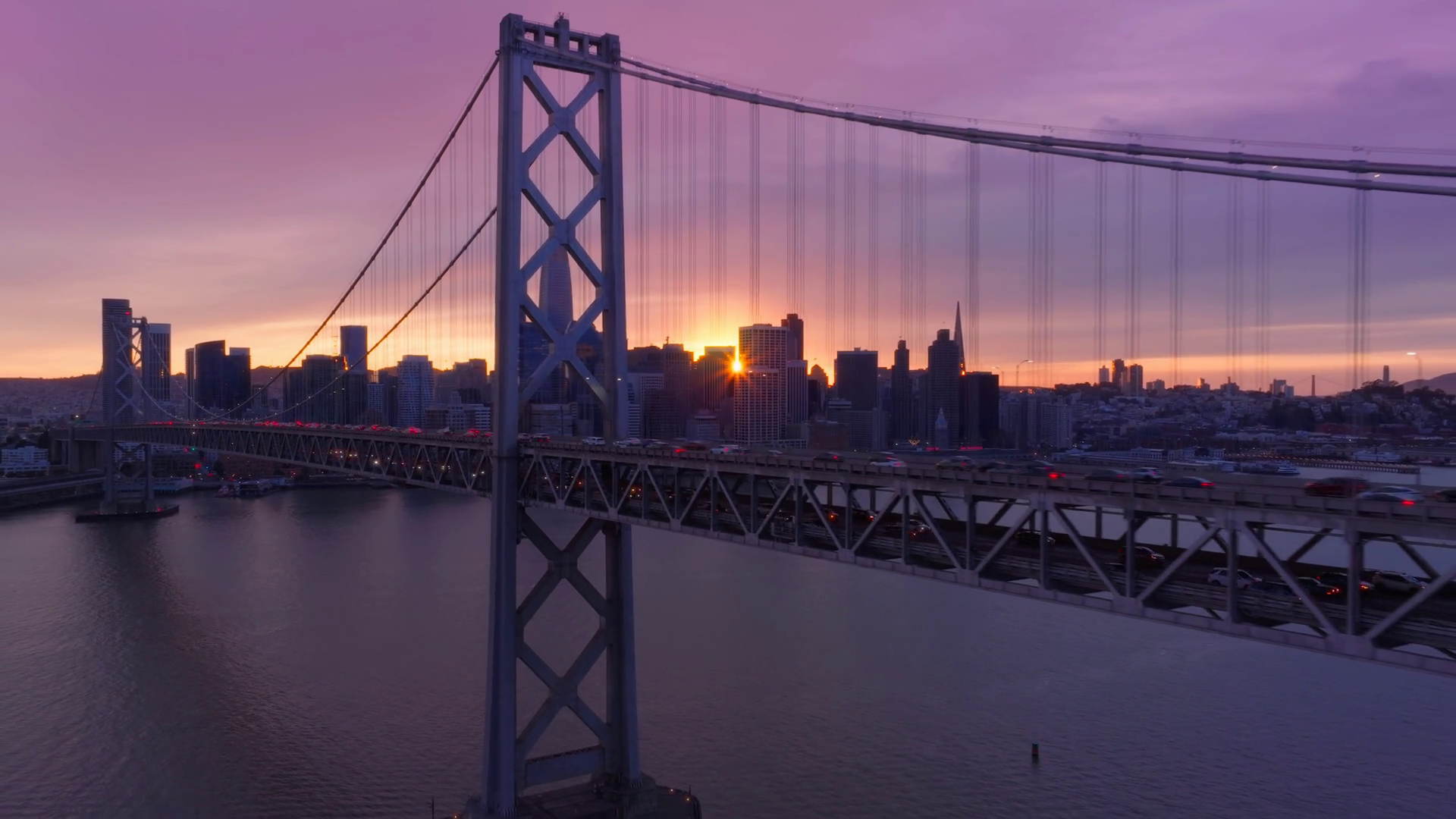 Aerial Shot Of Vehicles Traffic On Bay Stock Footage SBV347654918